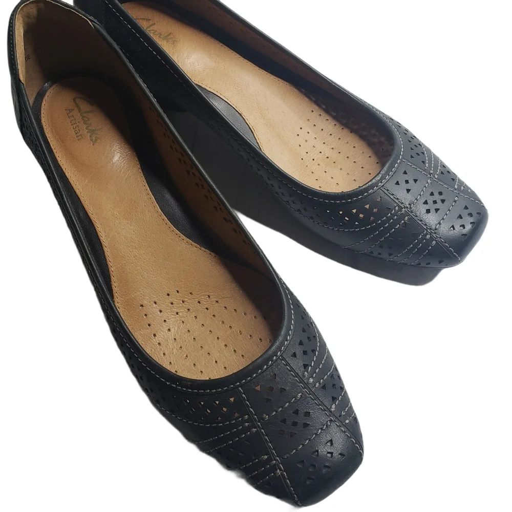 Clarks Ryla Castle Leather Comfort Heels 9.5W